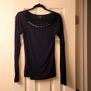 Karen Kane Embellished long sleeve black top